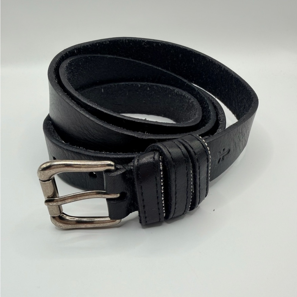 Frye Black Leather Belt with Sillver Buckle